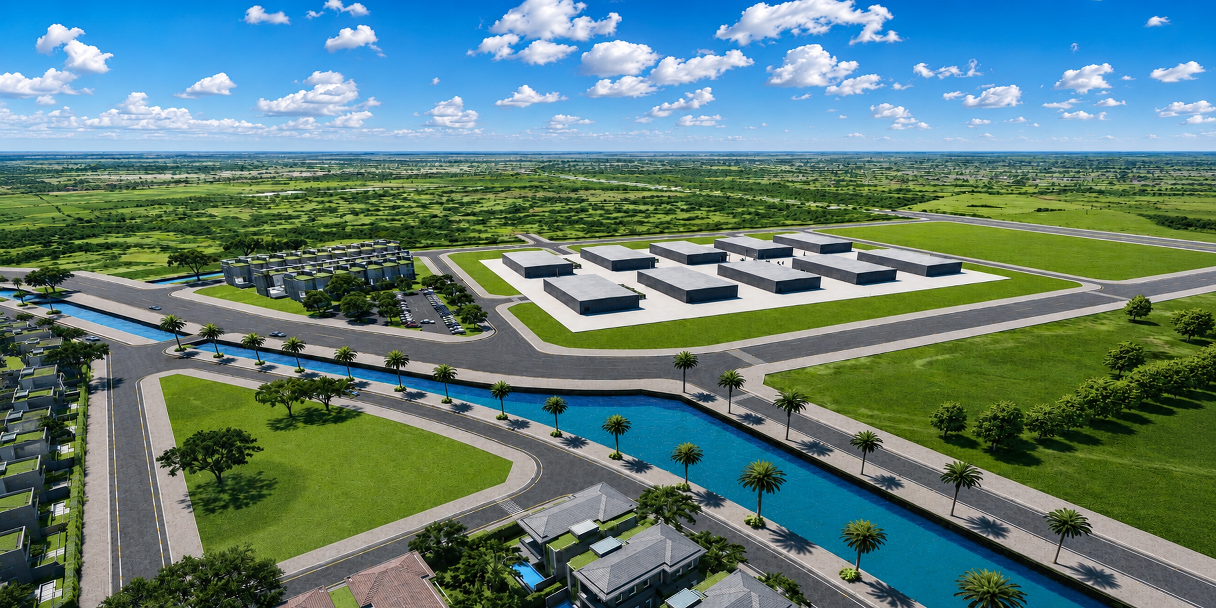 Hypervolt Ibeju-Lekki campus master site plan — 2,500 acres showing Halls A through D, gas generation, and substation